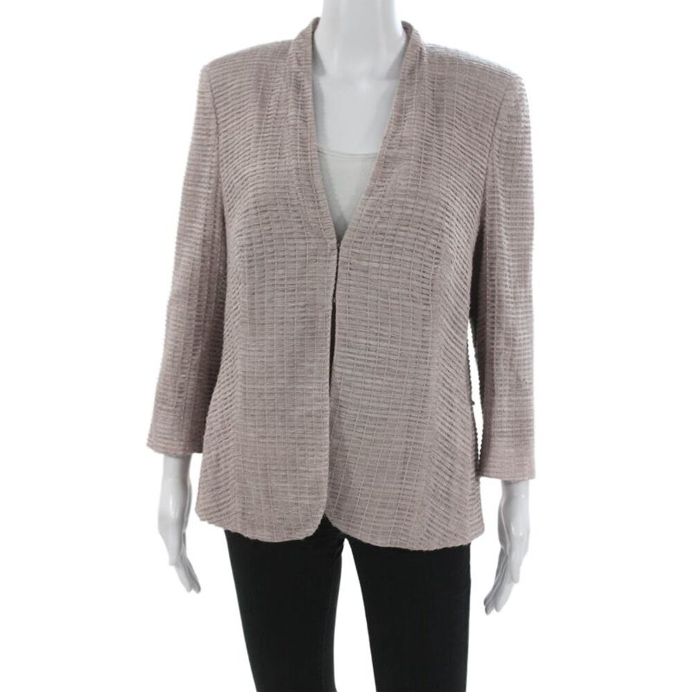 Not Available Womens Basic Wool Geometric Jacket 3/4 Sleeve Hook Eye Size 12